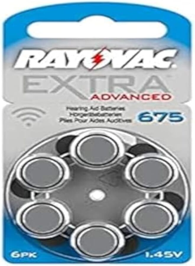 Rayovac Extra Peak Hearing Aid 6 Batteries - Size 675
